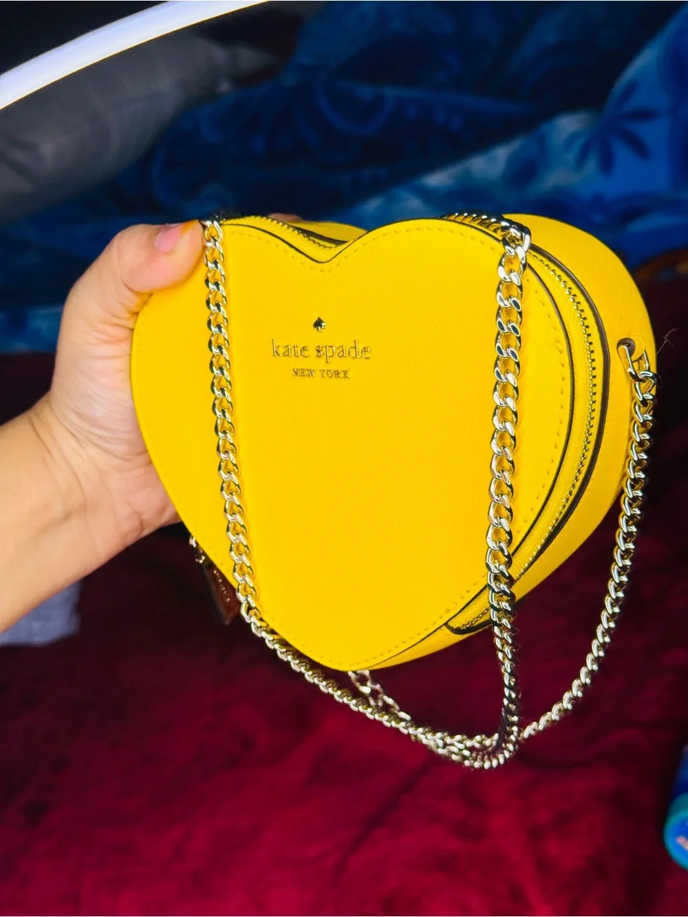 kate spade Yellow Heart-Shaped Crossbody with Gold Chain